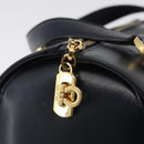 Salvatore Ferragamo Gancini Hand Bag Leather Navy Gold Auth 206360-19