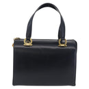Salvatore Ferragamo Gancini Hand Bag Leather Navy Gold Auth 206360-13