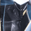 Salvatore Ferragamo Gancini Hand Bag Leather Navy Gold Auth 206360-22