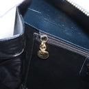 Salvatore Ferragamo Gancini Hand Bag Leather Navy Gold Auth 206360-26