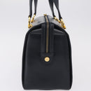 Salvatore Ferragamo Gancini Hand Bag Leather Navy Gold Auth 206360-4