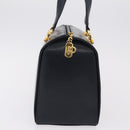 Salvatore Ferragamo Gancini Hand Bag Leather Navy Gold Auth 206360-5
