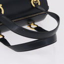 Salvatore Ferragamo Gancini Hand Bag Leather Navy Gold Auth 206360-8
