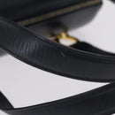 Salvatore Ferragamo Gancini Hand Bag Leather Navy Gold Auth 206360-9