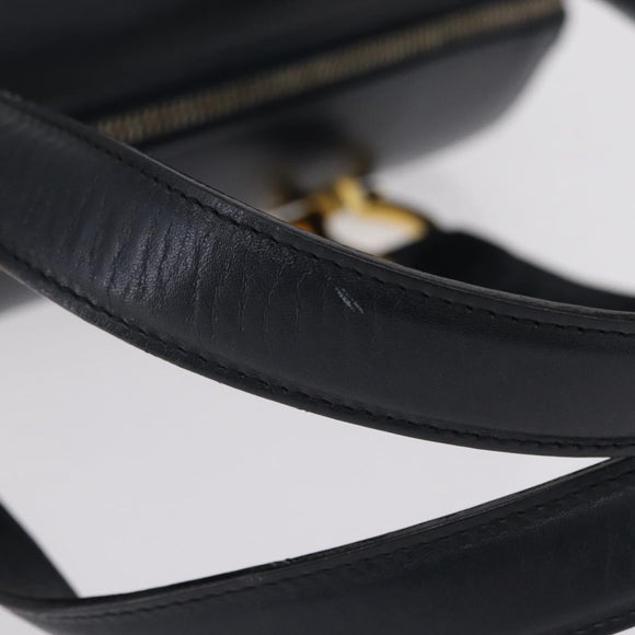 Salvatore Ferragamo Gancini Hand Bag Leather Navy Gold Auth 206360