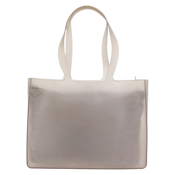 CHANEL Tote Bag Rubber Gray CC Auth 206363