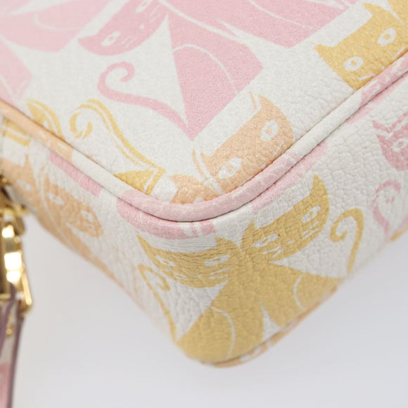 Miu Miu Shoulder Bag Leather Pink Gold Auth 206365M
