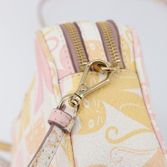 Miu Miu Shoulder Bag Leather Pink Gold Auth 206365M
