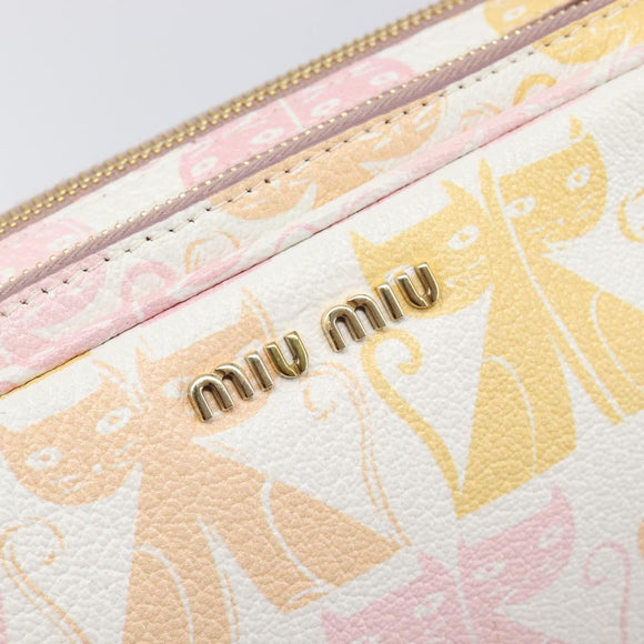 Miu Miu Shoulder Bag Leather Pink Gold Auth 206365M