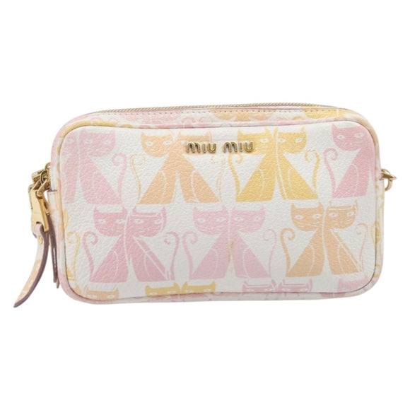 Miu Miu Shoulder Bag Leather Pink Gold Auth 206365M