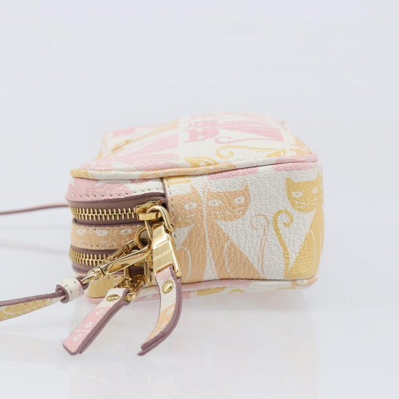 Miu Miu Shoulder Bag Leather Pink Gold Auth 206365M