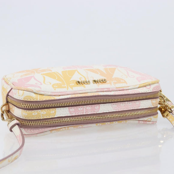 Miu Miu Shoulder Bag Leather Pink Gold Auth 206365M
