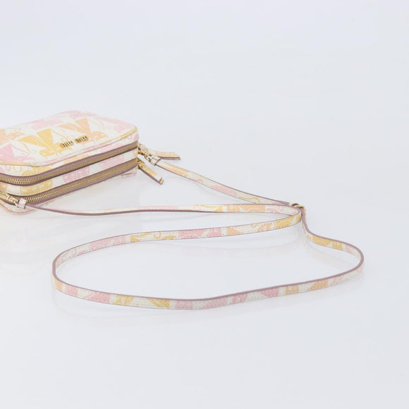 Miu Miu Shoulder Bag Leather Pink Gold Auth 206365M