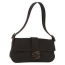 Salvatore Ferragamo Gancini Shoulder Bag Canvas Khaki Auth 206366V-1