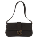 Salvatore Ferragamo Gancini Shoulder Bag Canvas Khaki Auth 206366V-2