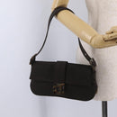 Salvatore Ferragamo Gancini Shoulder Bag Canvas Khaki Auth 206366V-24
