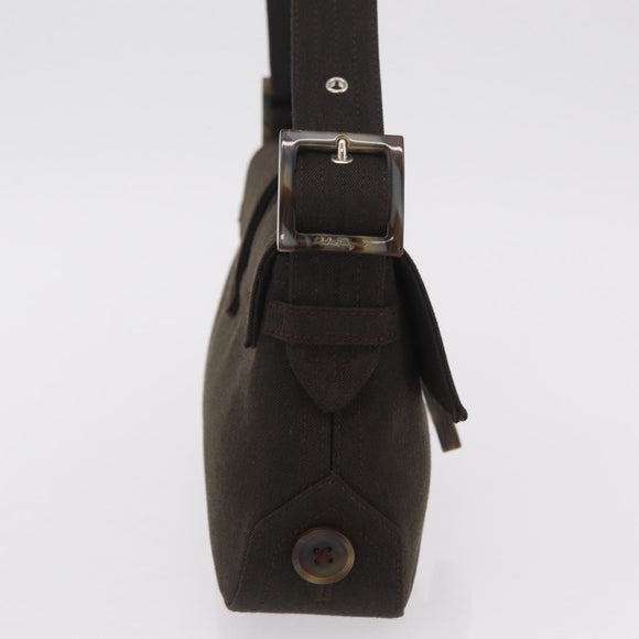 Salvatore Ferragamo Gancini Shoulder Bag Canvas Khaki Auth 206366V