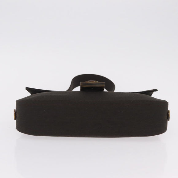 Salvatore Ferragamo Gancini Shoulder Bag Canvas Khaki Auth 206366V