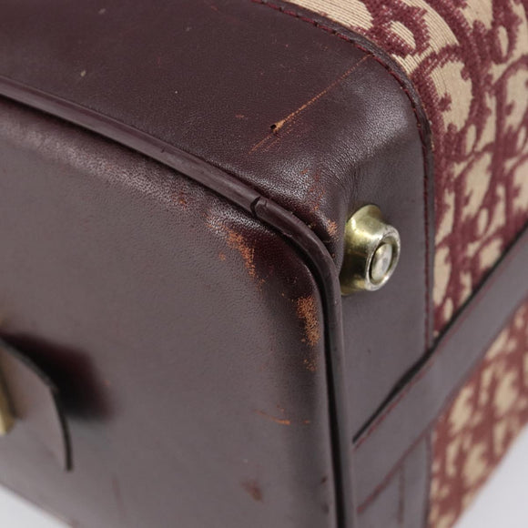 Christian Dior Trotter Canvas Boston Bag Red Gold Auth 206367