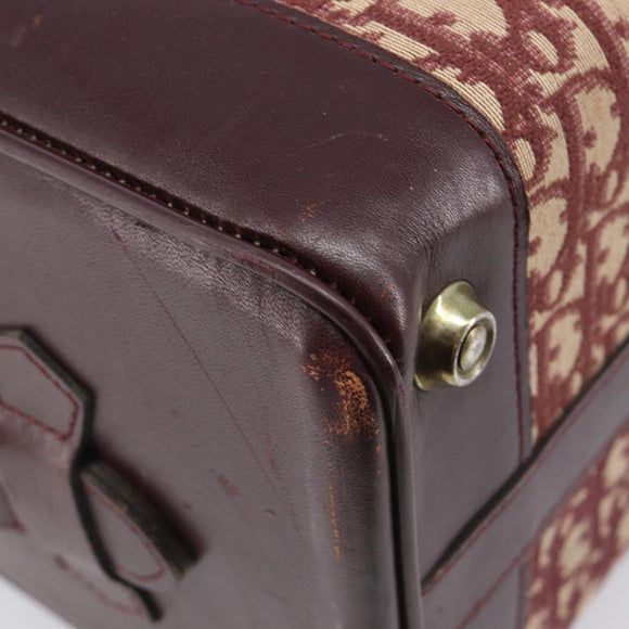 Christian Dior Trotter Canvas Boston Bag Red Gold Auth 206367