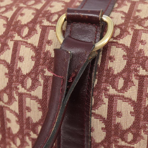 Christian Dior Trotter Canvas Boston Bag Red Gold Auth 206367
