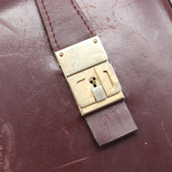 Christian Dior Trotter Canvas Boston Bag Red Gold Auth 206367