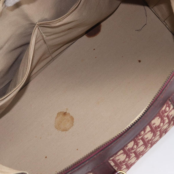 Christian Dior Trotter Canvas Boston Bag Red Gold Auth 206367