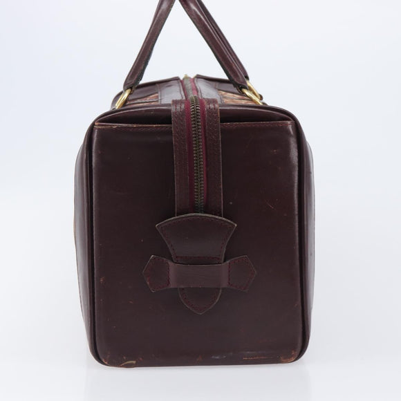 Christian Dior Trotter Canvas Boston Bag Red Gold Auth 206367