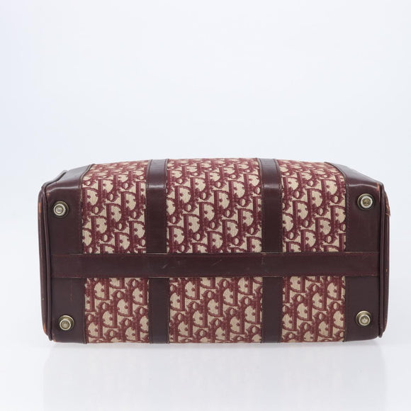 Christian Dior Trotter Canvas Boston Bag Red Gold Auth 206367