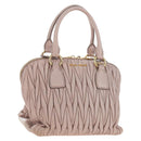 Miu Miu Matelasse Hand Bag Leather Pink Gold Auth 206368-1
