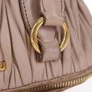Miu Miu Matelasse Hand Bag Leather Pink Gold Auth 206368-15