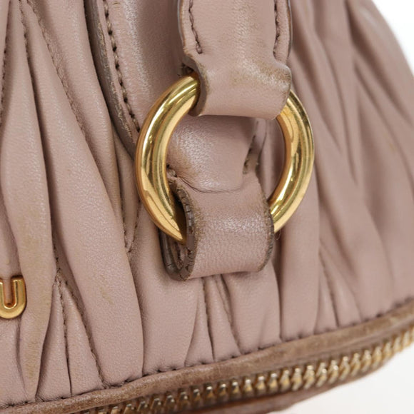 Miu Miu Matelasse Hand Bag Leather Pink Gold Auth 206368