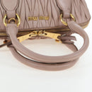 Miu Miu Matelasse Hand Bag Leather Pink Gold Auth 206368-9