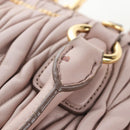 Miu Miu Matelasse Hand Bag Leather Pink Gold Auth 206368-18