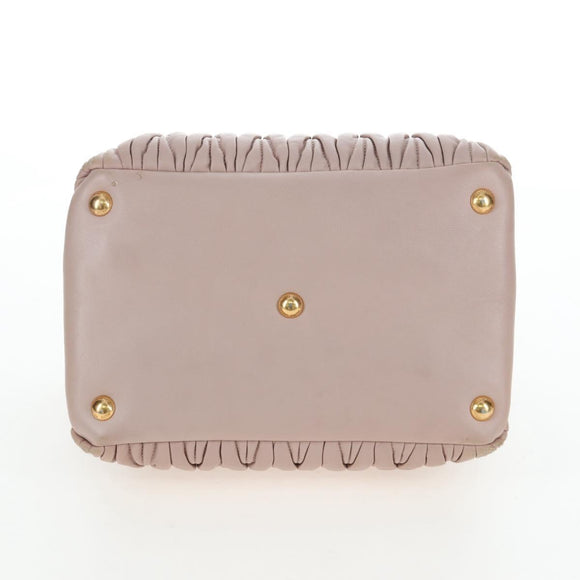 Miu Miu Matelasse Hand Bag Leather Pink Gold Auth 206368