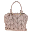 Miu Miu Matelasse Hand Bag Leather Pink Gold Auth 206368-13