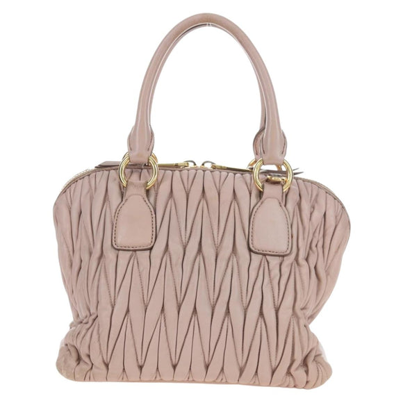 Miu Miu Matelasse Hand Bag Leather Pink Gold Auth 206368