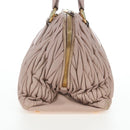 Miu Miu Matelasse Hand Bag Leather Pink Gold Auth 206368-3