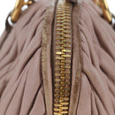 Miu Miu Matelasse Hand Bag Leather Pink Gold Auth 206368-4