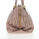 Miu Miu Matelasse Hand Bag Leather Pink Gold Auth 206368-5