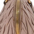 Miu Miu Matelasse Hand Bag Leather Pink Gold Auth 206368-6