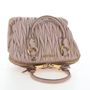 Miu Miu Matelasse Hand Bag Leather Pink Gold Auth 206368-14