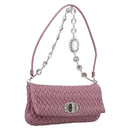 Miu Miu Matelasse Chain Shoulder Bag Leather 2way Pink Silver Auth 206370A-1