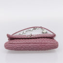 Miu Miu Matelasse Chain Shoulder Bag Leather 2way Pink Silver Auth 206370A-5