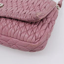 Miu Miu Matelasse Chain Shoulder Bag Leather 2way Pink Silver Auth 206370A-17