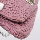 Miu Miu Matelasse Chain Shoulder Bag Leather 2way Pink Silver Auth 206370A-21