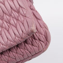 Miu Miu Matelasse Chain Shoulder Bag Leather 2way Pink Silver Auth 206370A-10