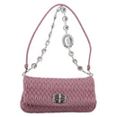 Miu Miu Matelasse Chain Shoulder Bag Leather 2way Pink Silver Auth 206370A-13