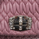 Miu Miu Matelasse Chain Shoulder Bag Leather 2way Pink Silver Auth 206370A-22