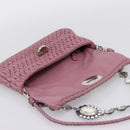 Miu Miu Matelasse Chain Shoulder Bag Leather 2way Pink Silver Auth 206370A-23